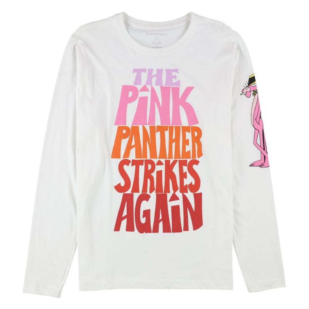 Elevenparis Mens Pink Panther Graphic T-Shirt, White, L, DM